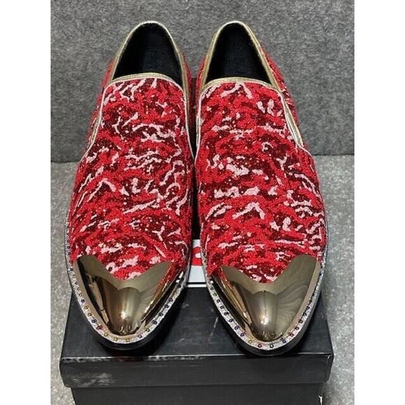 Fiesso by AURELIO GARCIA Dress Shoes Mens 9 FI7016 Graphic Leather Slip On Red main image 8